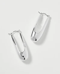 Ann Taylor Elongated Metal Hoop Earrings Silvertone Women's