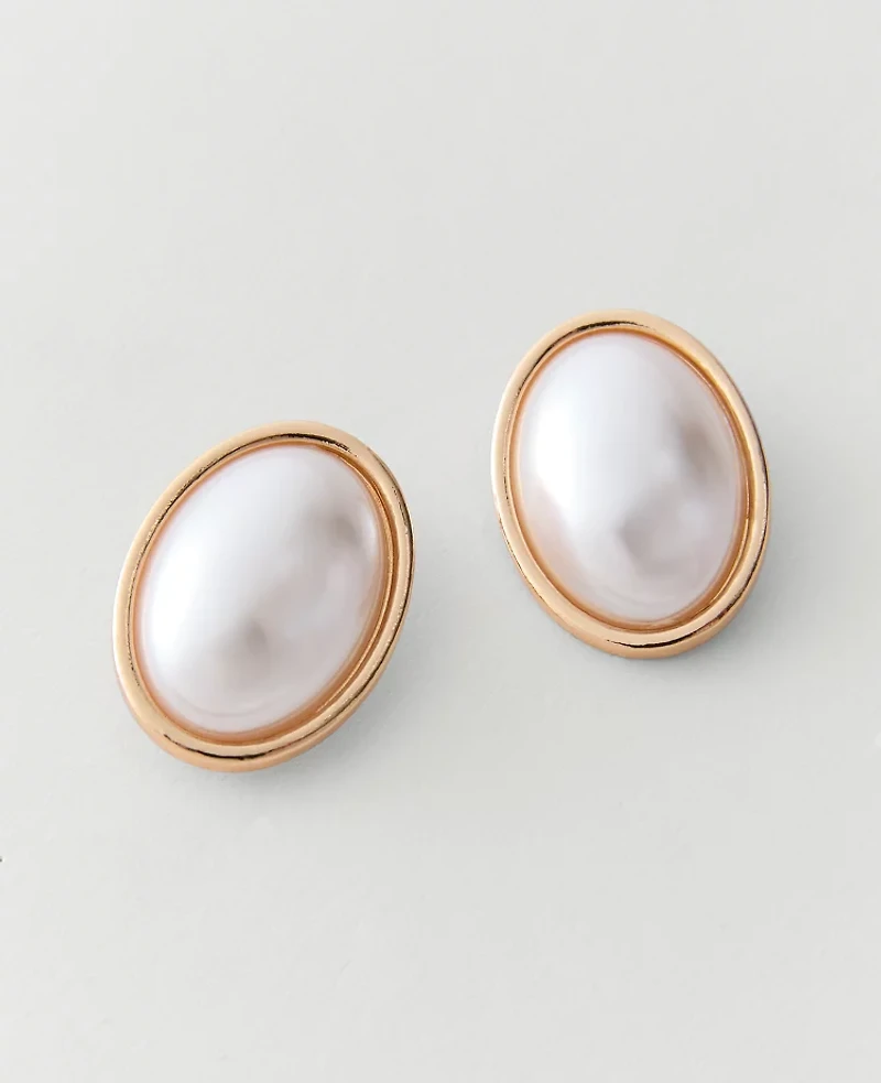 Ann Taylor Oversized Pearl Stud Earrings Ivory Women's