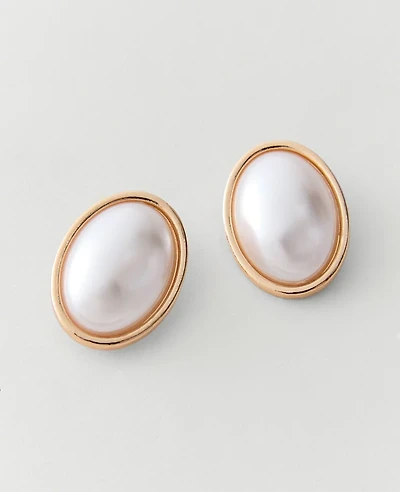 Ann Taylor Oversized Pearl Stud Earrings Ivory Women's