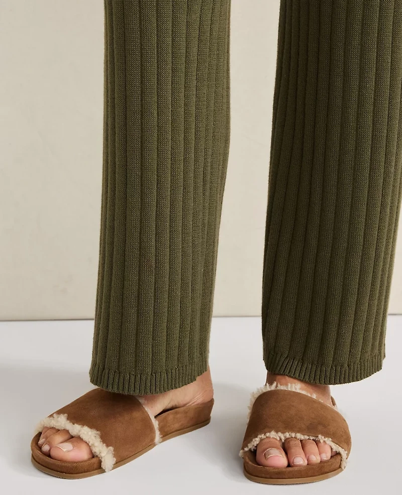 Ann Taylor Haven Well Within Suede and Sherpa Molded Slide Sand Dune Women's
