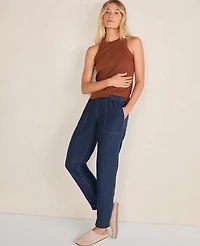 Ann Taylor Haven Well Within Linen Barrel Leg Pants Night Navy Women's