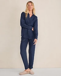 Ann Taylor Haven Well Within Linen Barrel Leg Pants Night Navy Women's