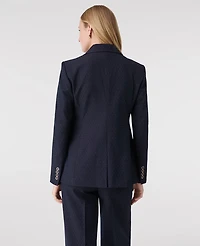 Ann Taylor Petite Dotted Long Blazer Navy Woven Pin Dot Women's