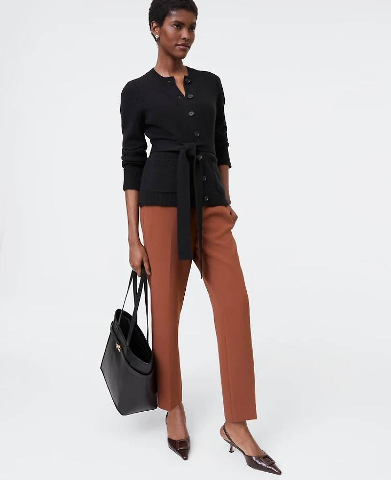 Ann Taylor The Petite Relaxed Ankle Pant Crinkle Crepe Tortoise Shell Brown Women's