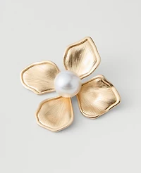 Ann Taylor Pearlized Flower Brooch Goldtone Women's
