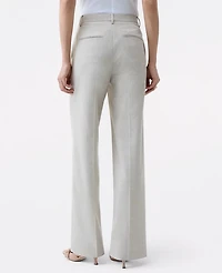 Ann Taylor The Petite Straight Trouser Plaid Tan/Blue Combo Women's