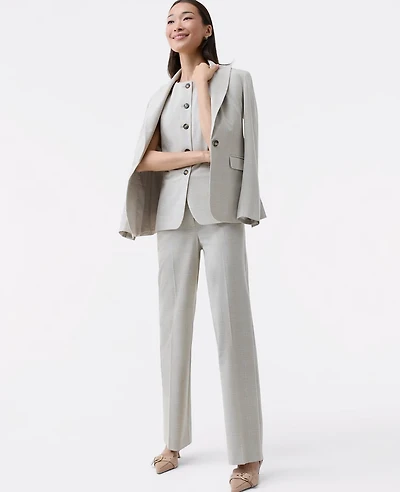 Ann Taylor The Petite Straight Trouser Plaid Tan/Blue Combo Women's