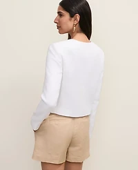 Ann Taylor Cropped Crew Neck Jacket White Women's