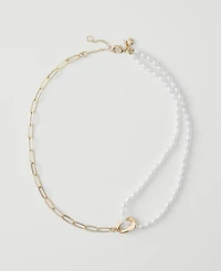 Ann Taylor Double Wrap Chain and Pearl Necklace Goldtone Women's