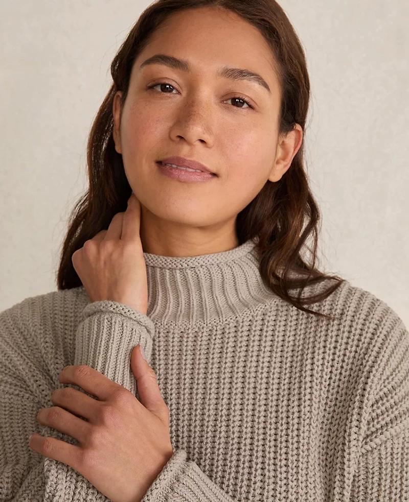 Ann Taylor Haven Well Within Organic Cotton Roll Neck Sweater Stream Women's