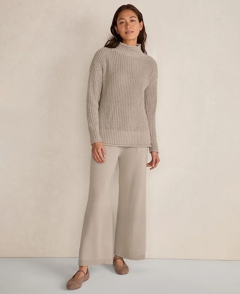 Ann Taylor Haven Well Within Organic Cotton Roll Neck Sweater Stream Women's