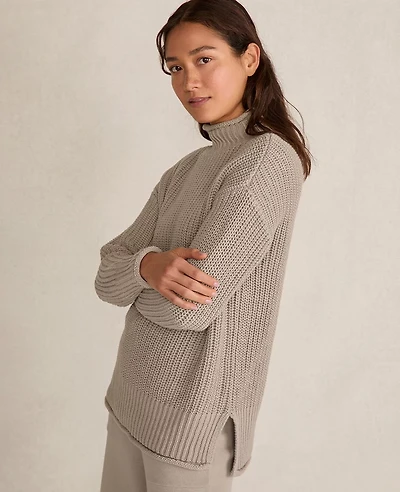 Ann Taylor Haven Well Within Organic Cotton Roll Neck Sweater Stream Women's