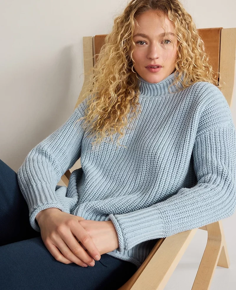 Ann Taylor Haven Well Within Organic Cotton Roll Neck Sweater Women's