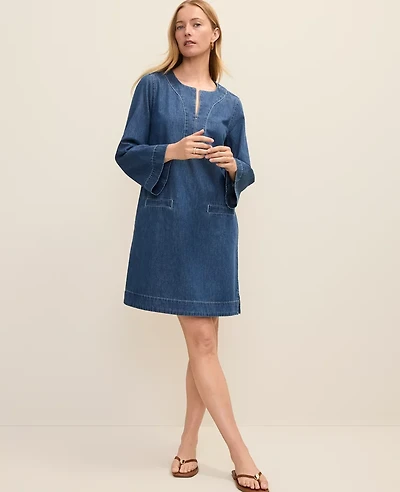 Ann Taylor Weekend Split Collar Shift Dress Arabella Wash Women's