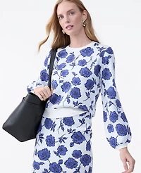 Ann Taylor Petite Floral Raglan Sweater Electric Periwinkle Women's