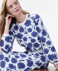 Ann Taylor Petite Floral Raglan Sweater Electric Periwinkle Women's