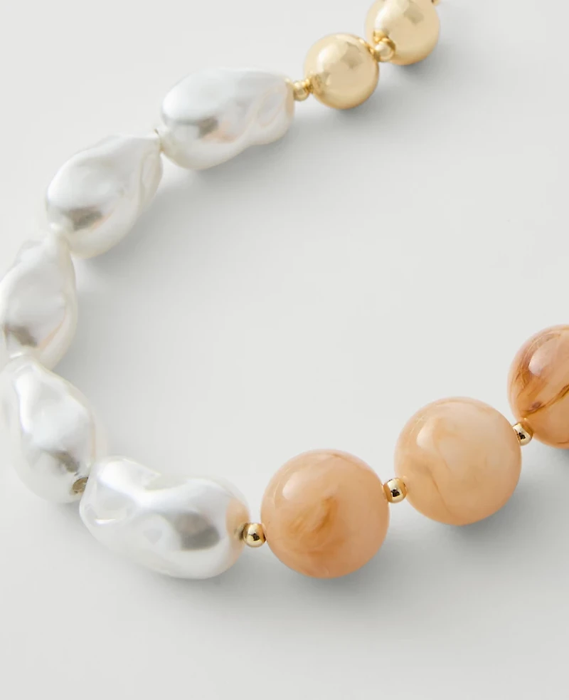 Ann Taylor Pearlized Stone Statement Necklace Ivory Women's