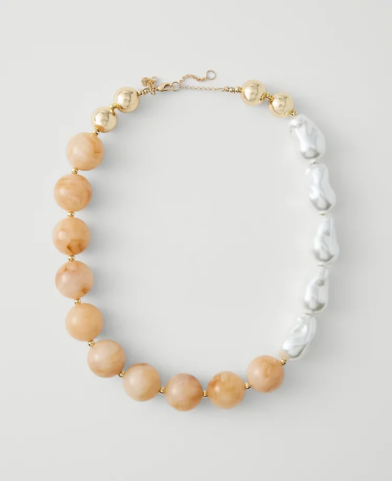 Ann Taylor Pearlized Stone Statement Necklace Ivory Women's