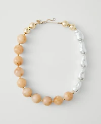 Ann Taylor Pearlized Stone Statement Necklace Ivory Women's