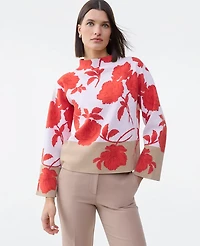 Ann Taylor Petite Floral Jacquard Sweater Fiery Sunset Women's