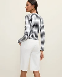 Ann Taylor Weekend Pointelle Cardigan Deep Navy/White Women's