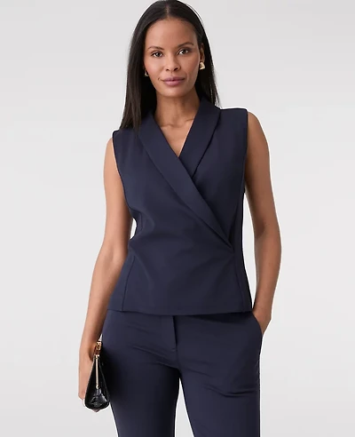 Ann Taylor Petite Shawl Collar Top Night Sky Women's