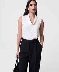 Ann Taylor Dotted Cowl Neck Top Feather Women's