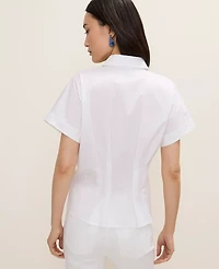 Ann Taylor Pleated Collared Blouse White Women's