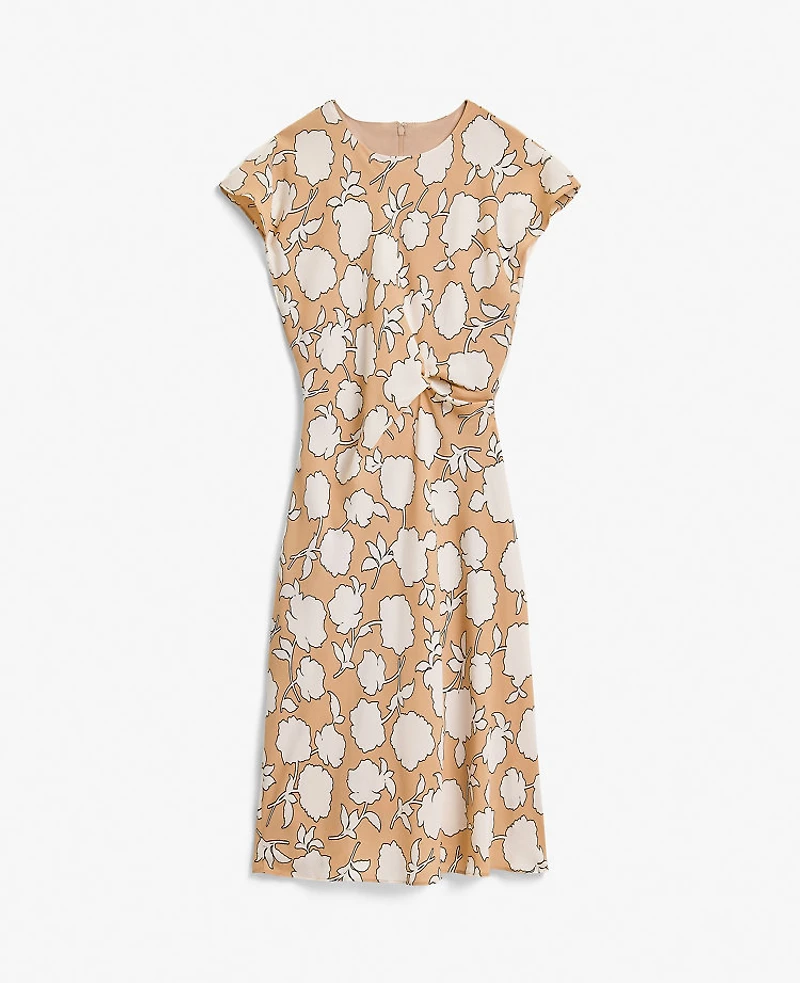Ann Taylor Floral Twist Midi Dress Cafe Au Lait Women's