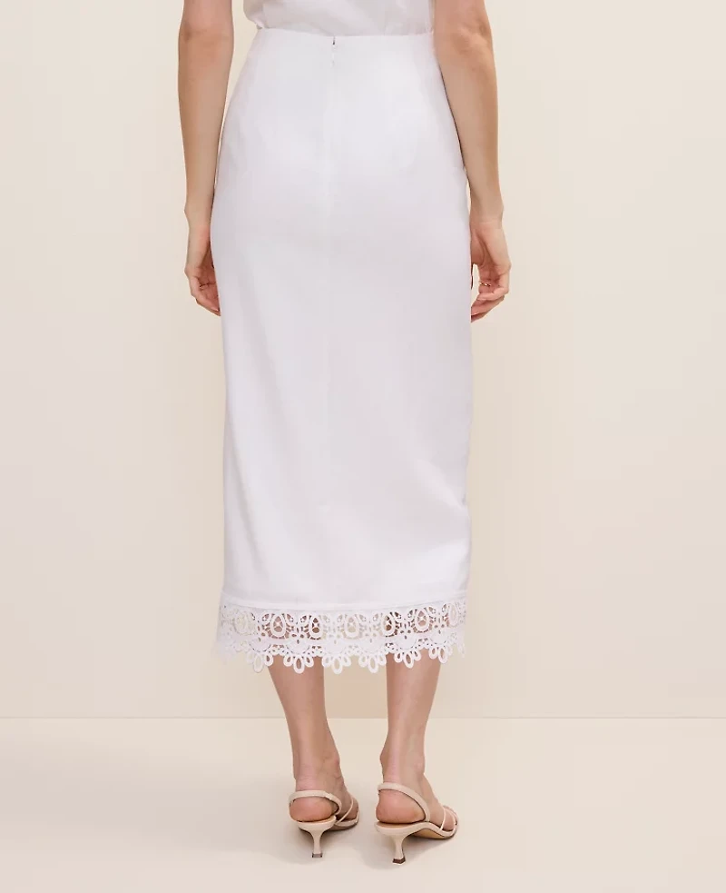 Ann Taylor Wrap Midi Skirt Linen Blend White Women's