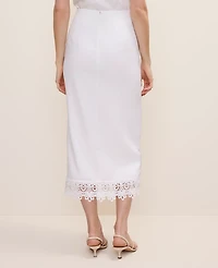 Ann Taylor Wrap Midi Skirt Linen Blend White Women's
