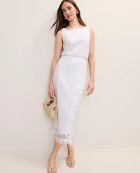 Ann Taylor Wrap Midi Skirt Linen Blend White Women's