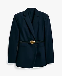Ann Taylor The Petite Straight Fit Double Breasted Blazer Night Sky Women's