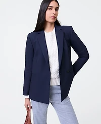 Ann Taylor The Petite Straight Fit Double Breasted Blazer Night Sky Women's