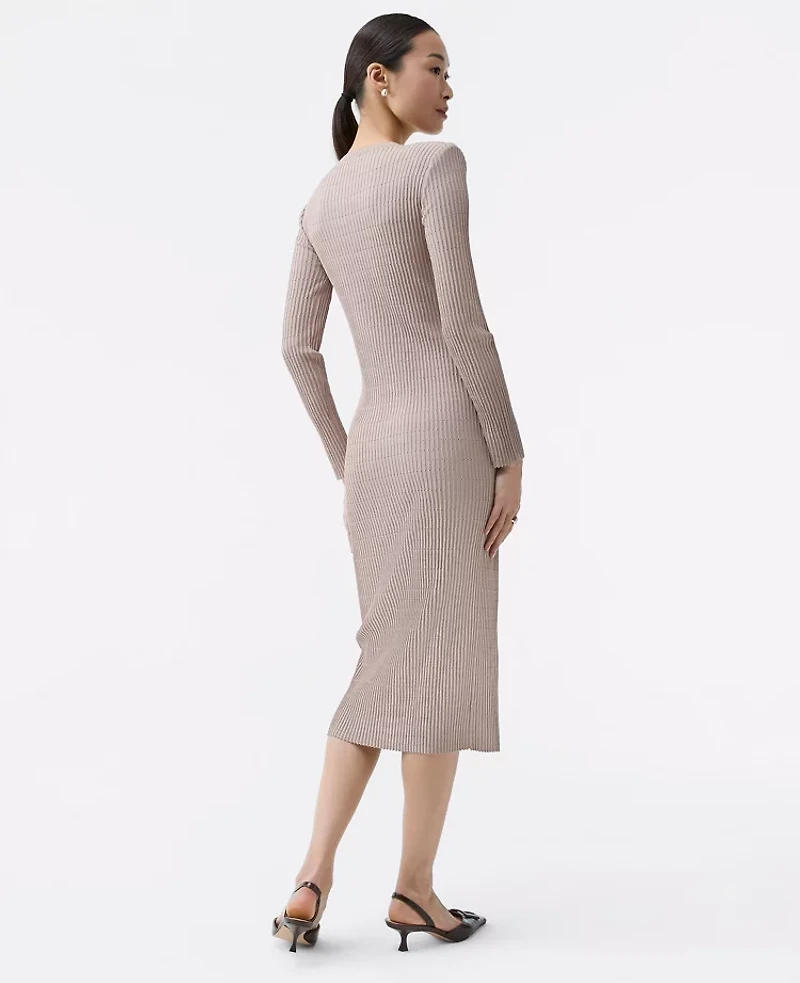 Ann Taylor Petite Ribbed Button Sweater Dress Women's