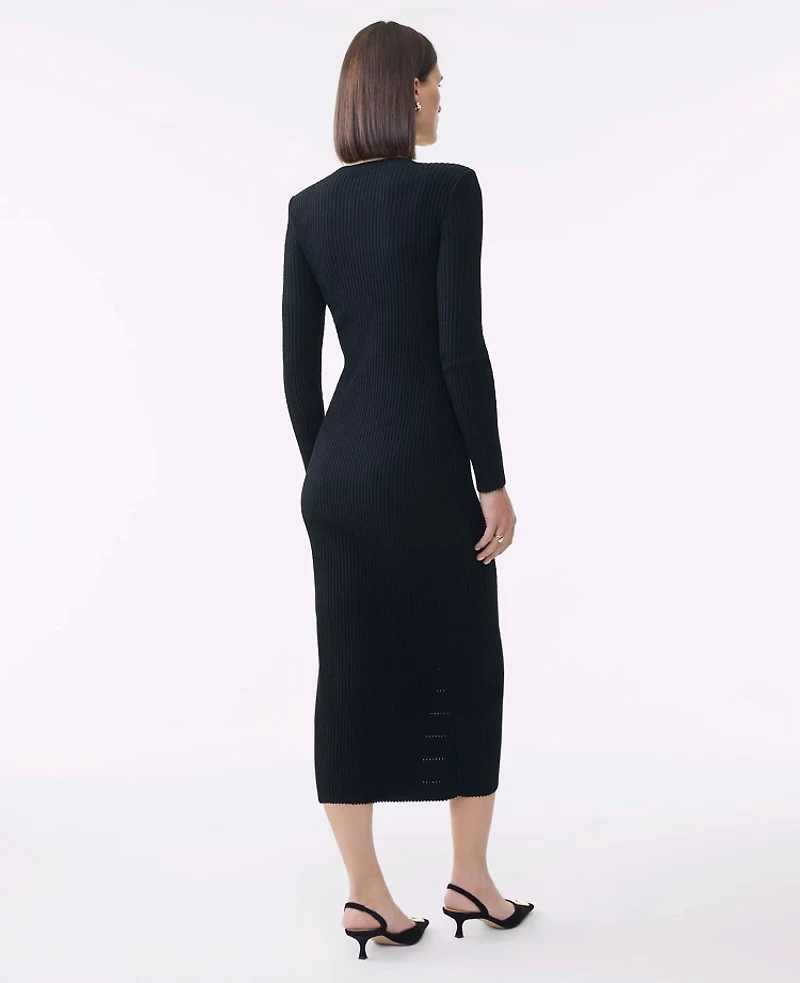 Ann Taylor Petite Ribbed Button Sweater Dress Women's