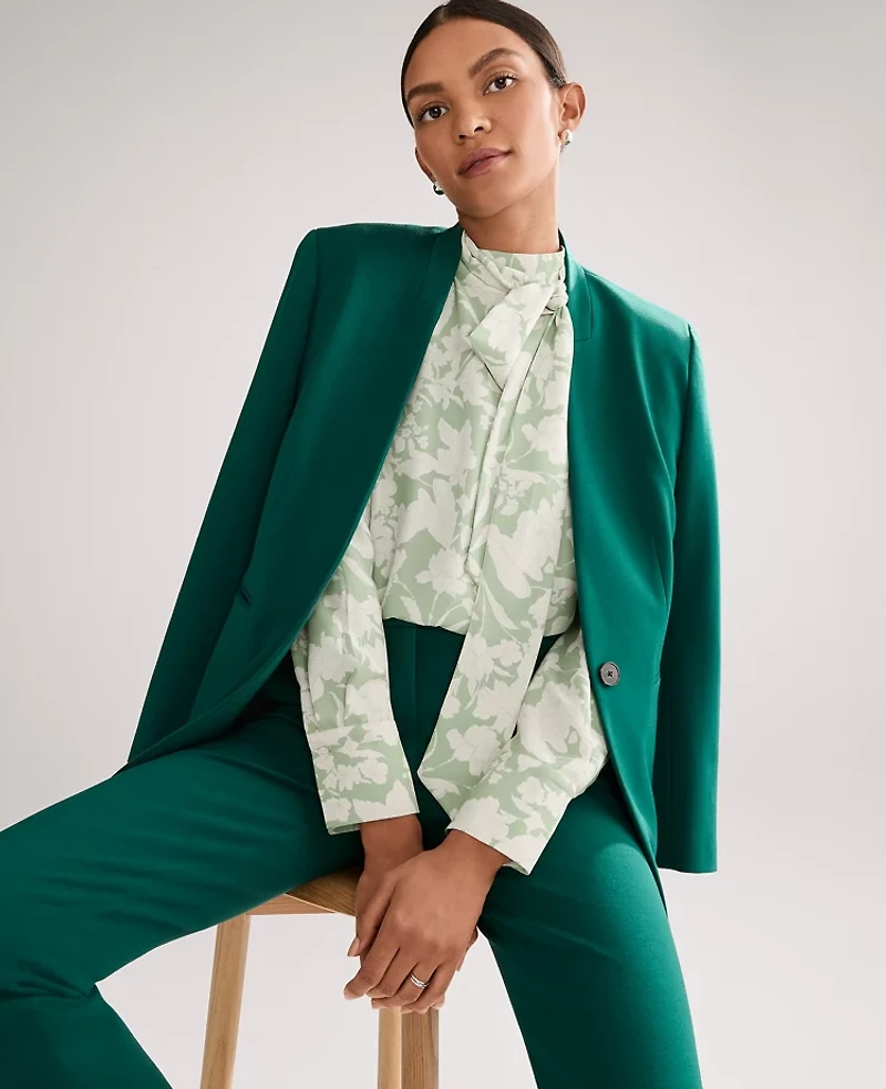 Ann Taylor The Petite Collarless Blazer Ponte Shade Tree Women's
