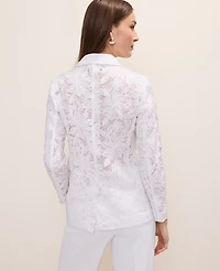 Ann Taylor The Cutaway Blazer Lace White Women's