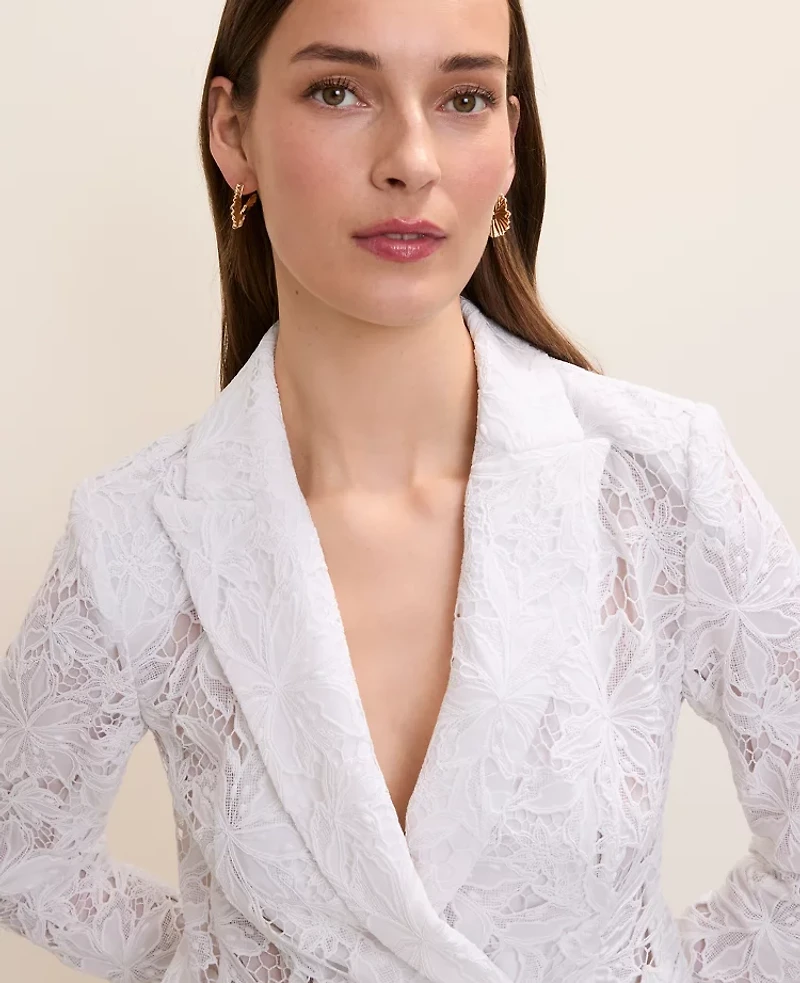 Ann Taylor The Cutaway Blazer Lace White Women's