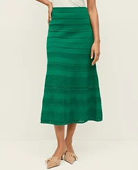 Ann Taylor Petite Pointelle Mixed Stitch Sweater Skirt Lush Lawn Women's