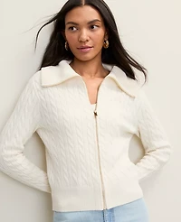 Ann Taylor Weekend Cable Sweater Jacket Women's