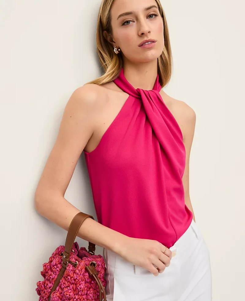 Ann Taylor Twist Neck Halter Top Women's