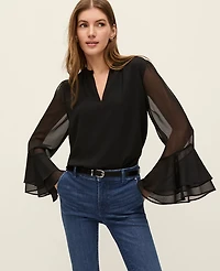 Ann Taylor Weekend Collection Ruffle Sleeve Blouse Women's