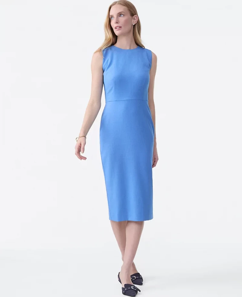 Ann Taylor The Petite Crew Neck Sheath Dress Bluebird Melange Women's