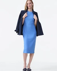 Ann Taylor The Petite Crew Neck Sheath Dress Bluebird Melange Women's