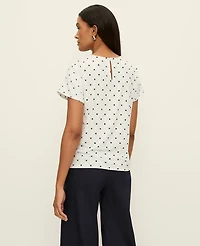 Ann Taylor Mixed Media Chain Link Print T-Shirt Winter White Women's