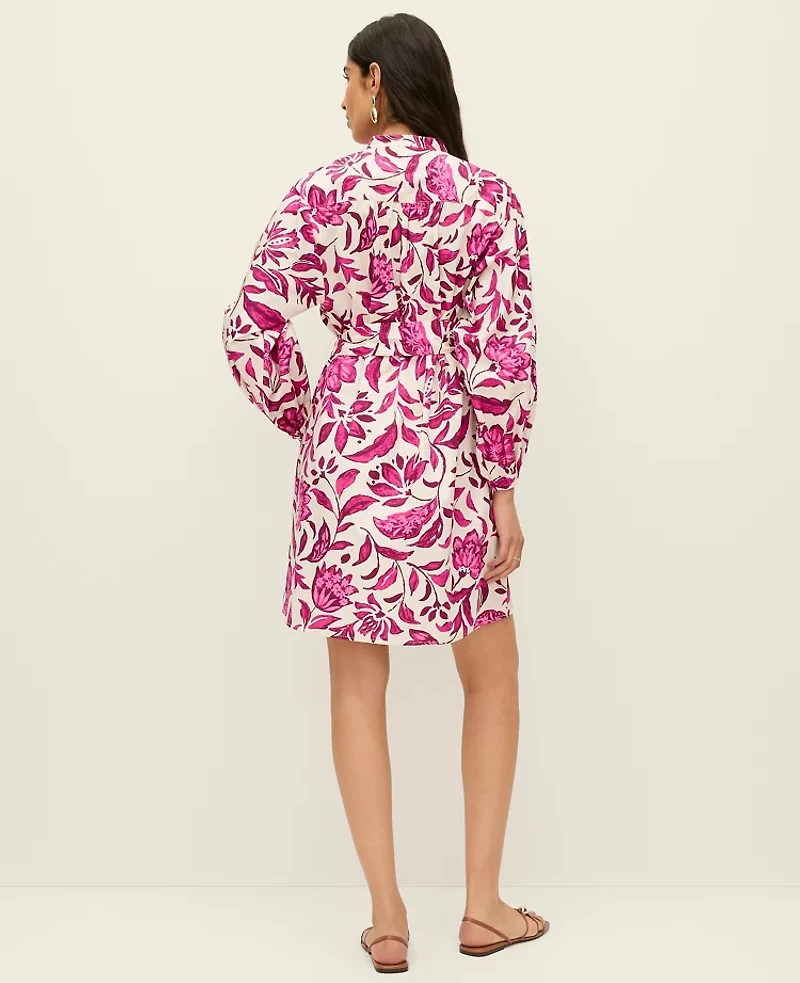 Ann Taylor Floral Belted Shift Dress Pink Women's