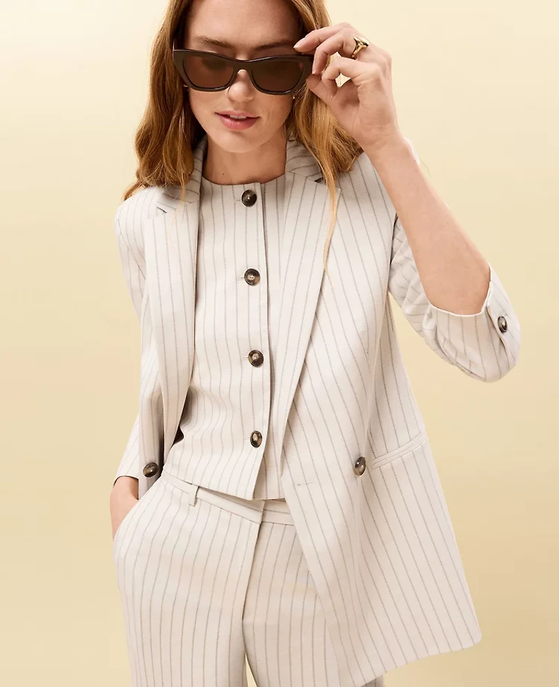 Ann Taylor The Crosby Blazer Pinstripe Cream Multi Women's