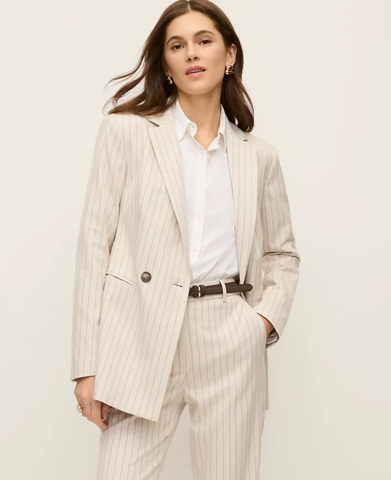 Ann Taylor The Crosby Blazer Pinstripe Cream Multi Women's