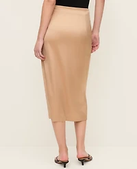 Ann Taylor Satin Wrap Midi Skirt Cafe Au Lait Women's